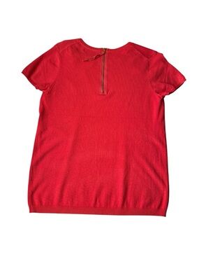 Philosophy Short‑Sleeve Ribbed Knit Top Red M NWT